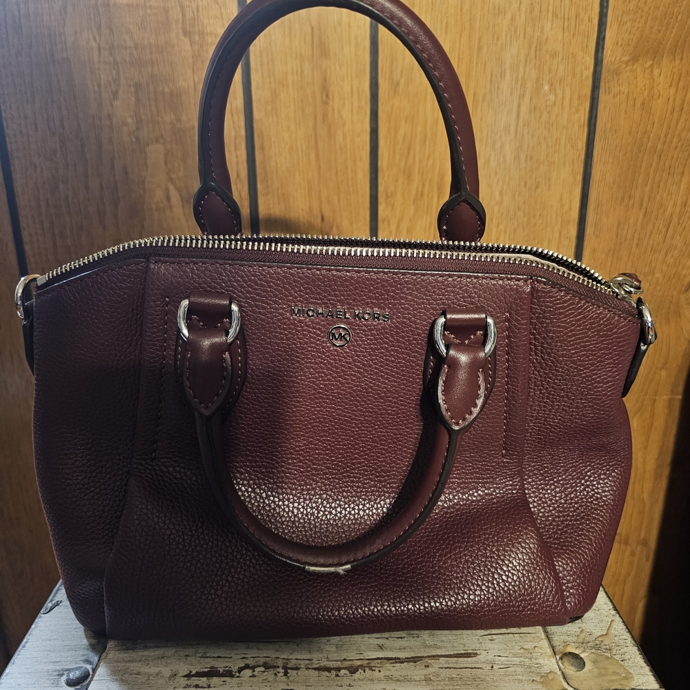 Michael Kors Plum Leather Satchel - Picture 3 of 5